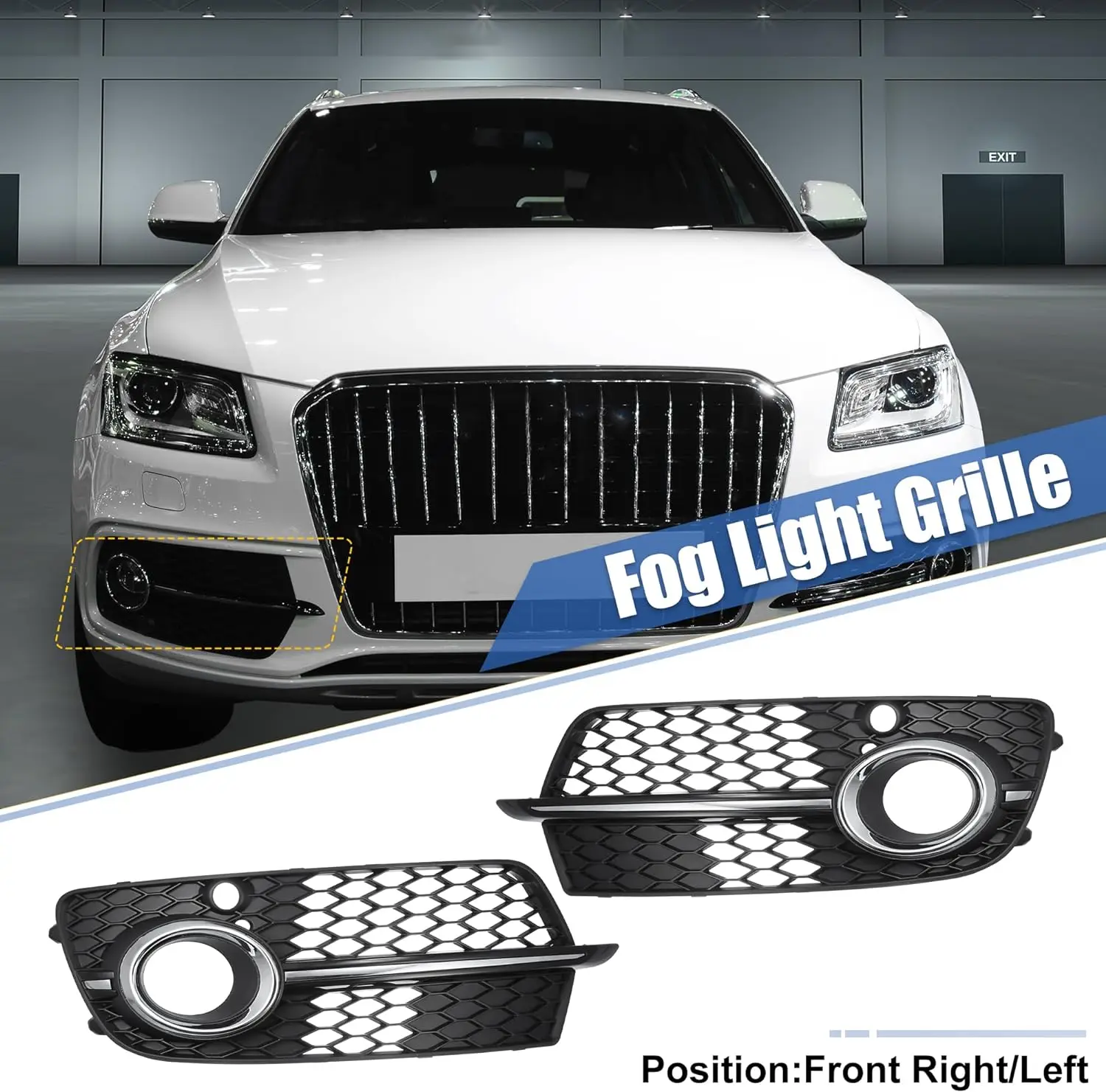 AbsグリルアウディQ5 s-ラインSQ5 スポーツ 2014-2017 4 ドアフロントバンパーグリルabsライトボックス SQ5スタイル ABSオートフロントバンパーダウングリルフォグライト