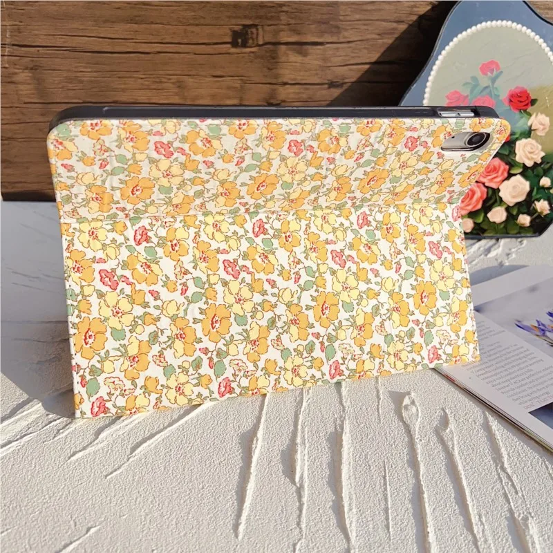 Fabric Flowers Tablet Cover - Artistic Design and Durable Protection