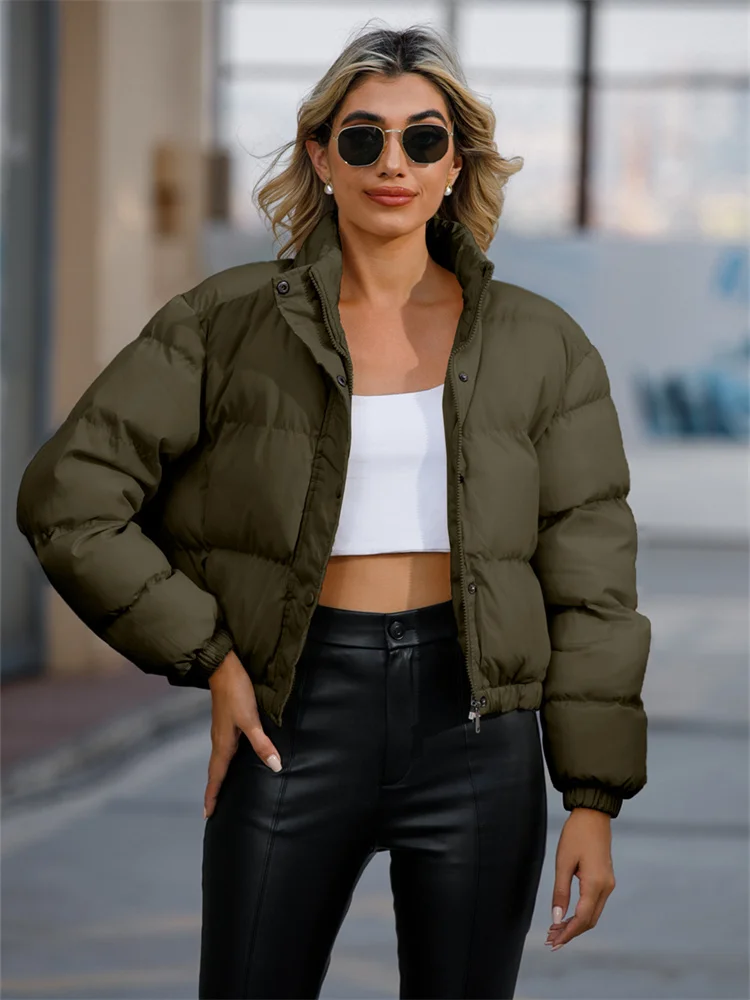  women's jacket Women's Waterfall Collar Zip Up Moto Jacket  jacket for women (Color : Khaki, Size : Small) : Clothing, Shoes & Jewelry