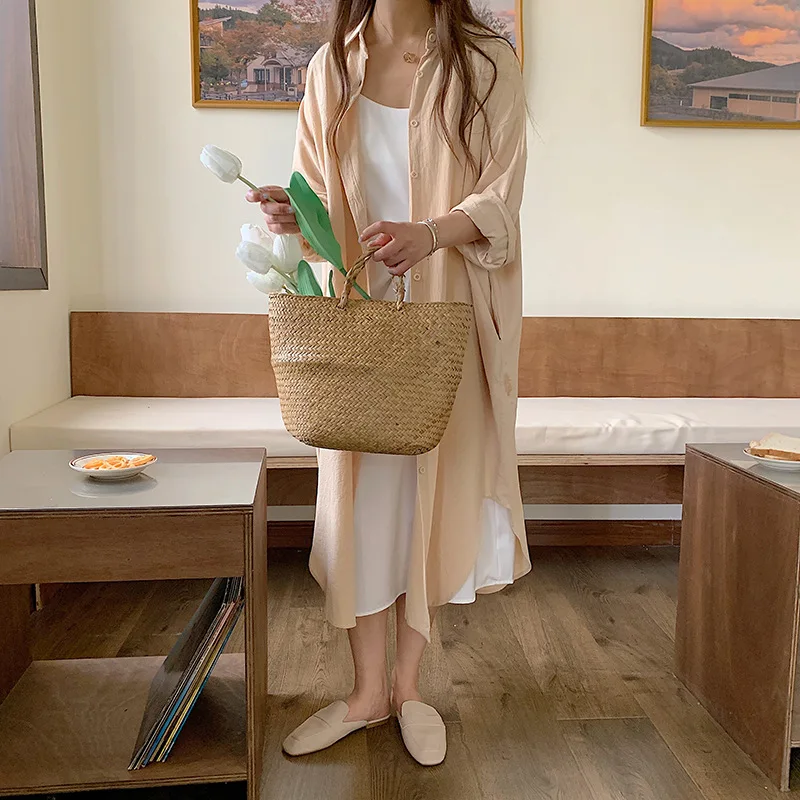 2023 new Long White Shirt Dress for Women Linen Cotton 2023 Spring Summer Casual Korean Clothing Vintage Oversized Midi Robe