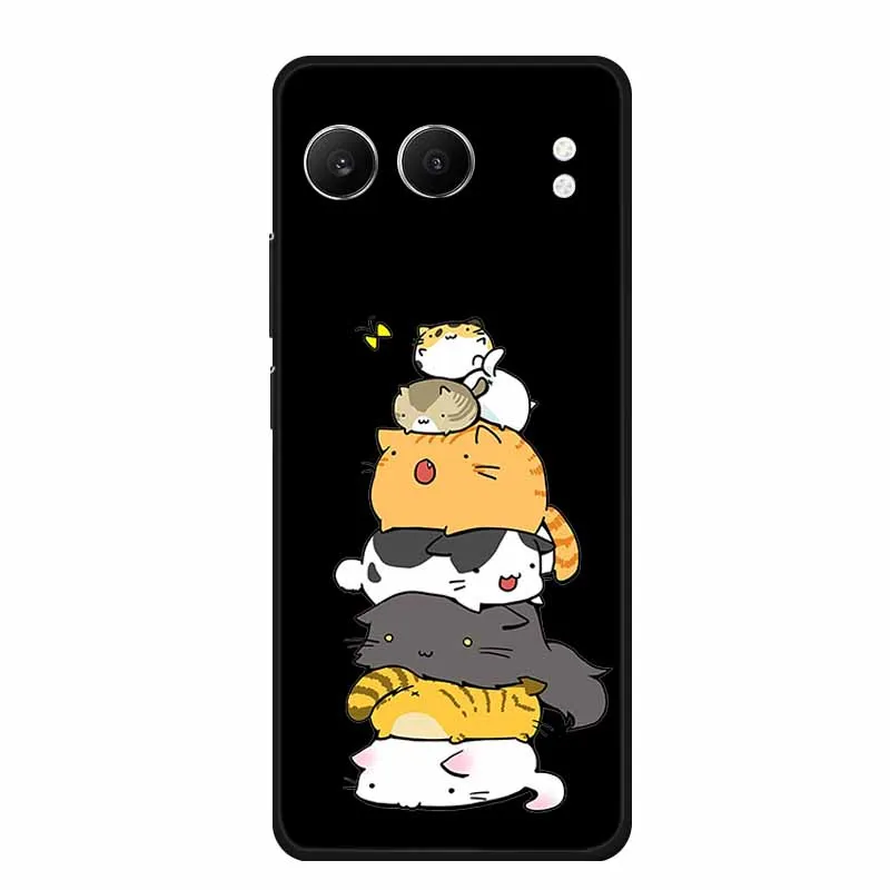 Cute Cartoon Cat Black Silicone Soft Back Cover Case