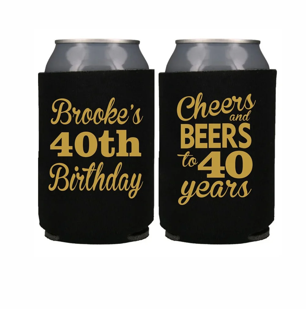40Th Birthday Custom Coolie Name Can Cooler, 40Th Birthday Party Custom Can Cooler Birthday Party Favor Over The Hill Gift