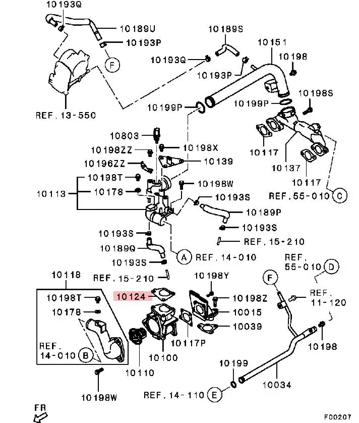 PAJERO V80V90V70V60 6G70ENGINE GASKET,COOLING WATER OUTLET HOSE FITTING MN128500