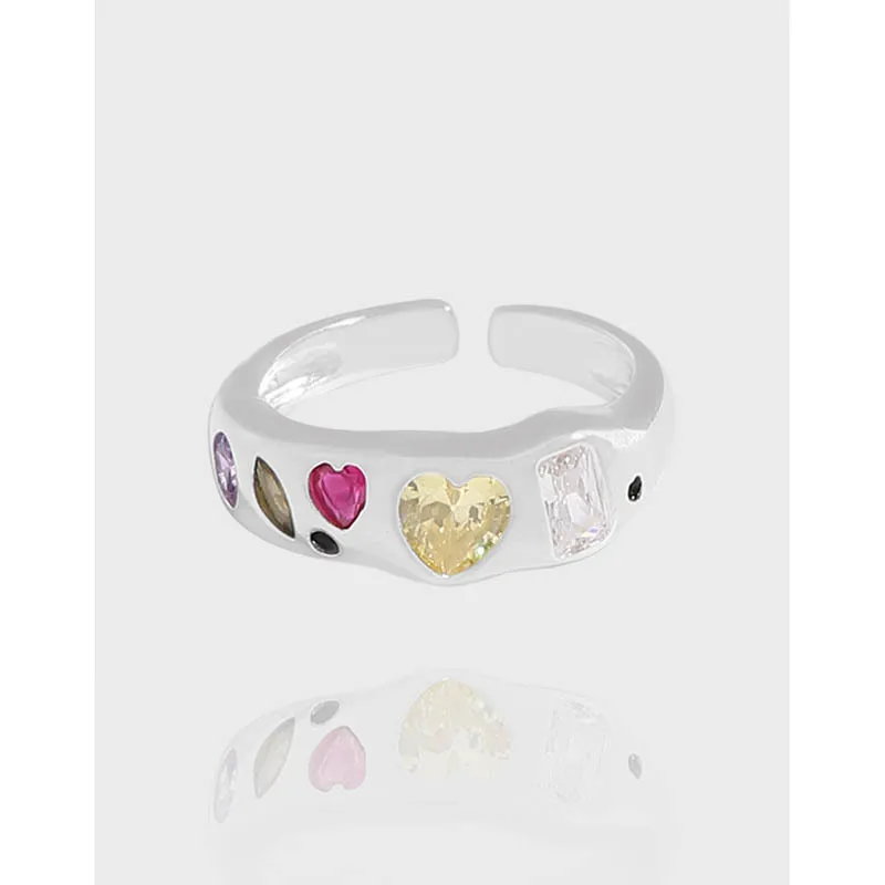 

Small Luxury Design Sense Joker Contrast Zircon Split Ring
