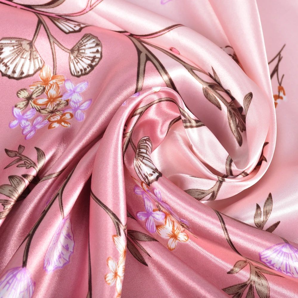 BYSIFA| Pink New Silk Shawl Scarf Women Fashion Elegant Floral Square Satin Scarves Fouldard Fall Winter Neck Scarves Hijiabs 2