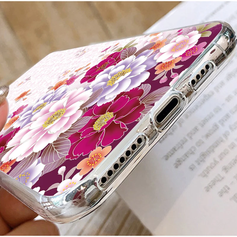 Luxury Flower Phone Case For Xiaomi Redmi Mi Note 8T 8 7 9 9S 9T 10 10S 10T 11 11T Pro Max Lite 12 Poco X3 M3 F3 9C NFC TPU Capa glass flip cover