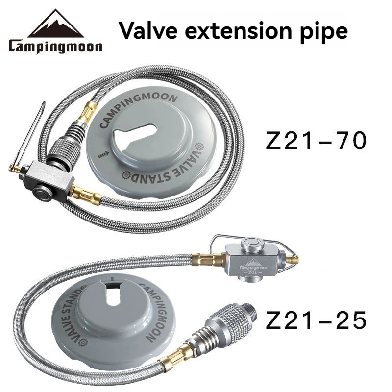 CAMPINGMOON Outdoor Split Furnace Head Accessories,Flat Gas Tank Extension Cable with Valve,Camping Stove Extension Pipe Adapter