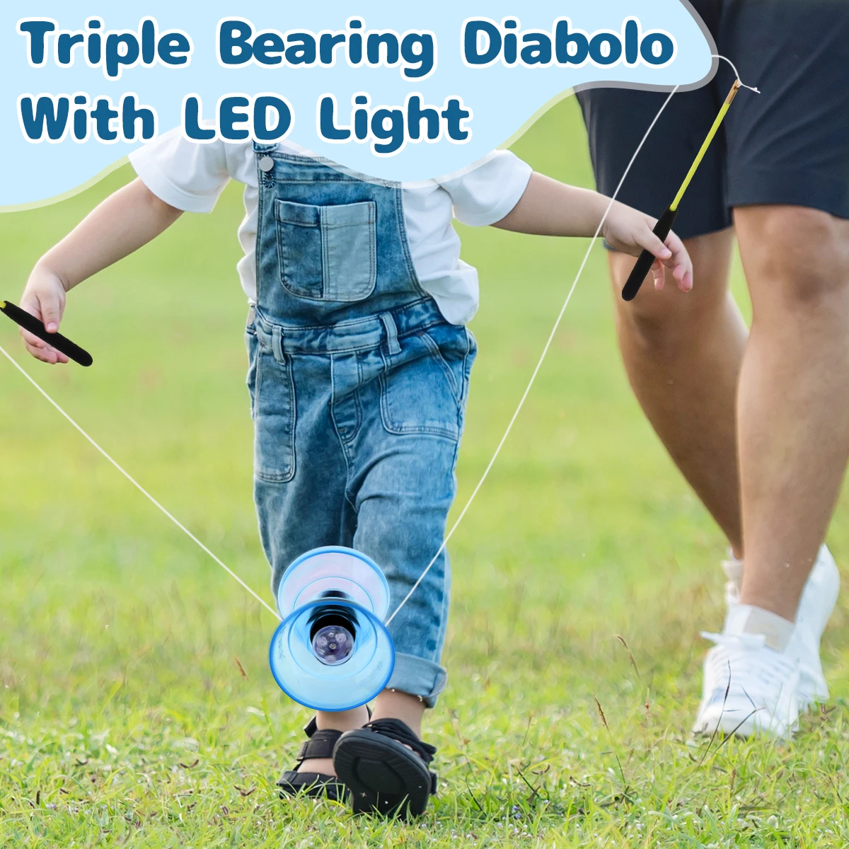 

5 Color Triple Bearing Diabolo With LED Light Up Chinese Yoyo Toy Juggling Diabolos Toys Party Camping Fun Games For Kids