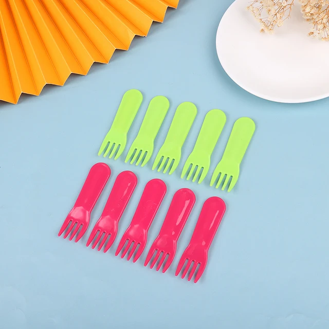 10Pcs Plastic Fruit Fork Mini Cartoon Children Fruit Fork Snack Cake Dessert Food Pick Toothpick Bento Lunches Party Decor