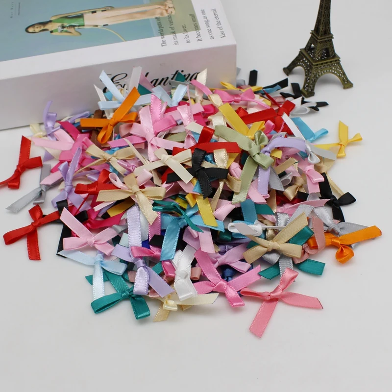 

100pcs or 200PCS 20mm-30mm Ribbon Bows Small Size Satin Ribbon Bow Flower Garment Embellishment Crafts Accessory