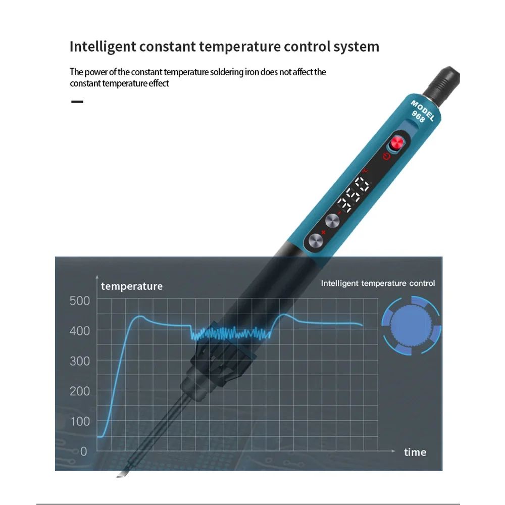 CXG 968 Mini Portable Soldering Iron Intelligent Adjustable Constant Temperature Sleep Function LED Display Portable Weld Tool 4