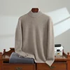 Autumn Winter New 100% Cashmere Sweater Men's Half High Collar Knitted Pullover Thickened Warm Jacquard Bottom Shirt Men's Wear 1