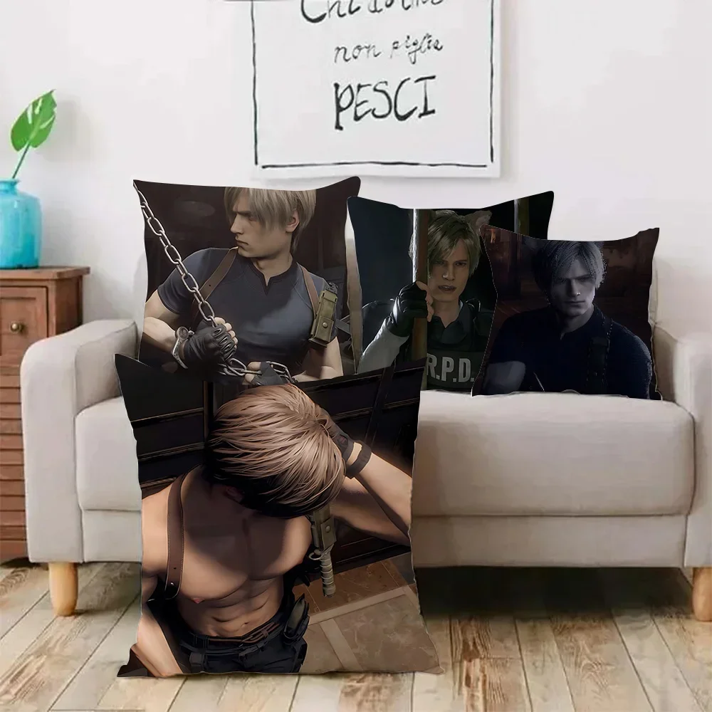 Pillow Covers Cartoon Leon Kennedy Sofa Decorative Home Double-sided Printing Short Plush Cute Cushion Cover