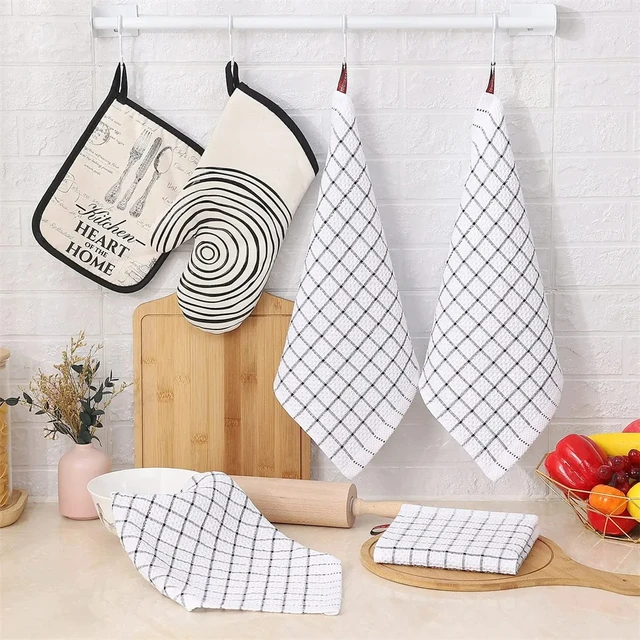 Olanly 100% cotone Asciugamano da cucina Strofinaccio morbido Panni da cucina super assorbenti Pulizia della casa Asciugamano abrasivo Lavare i piatti Panno 5