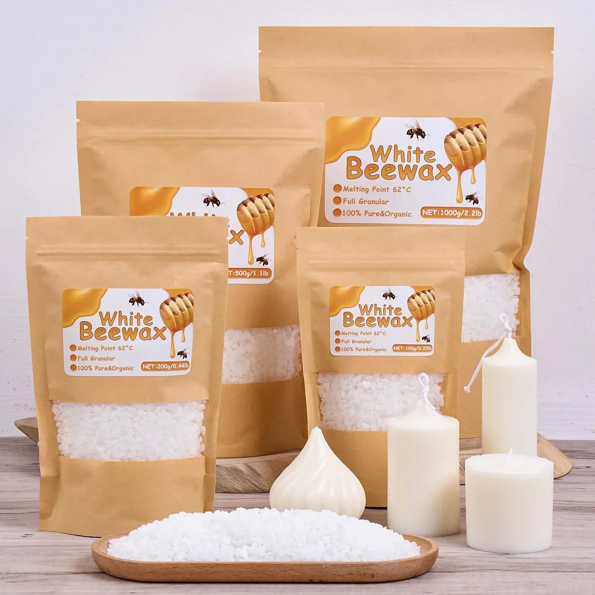 Pure White Beeswax Granules 1