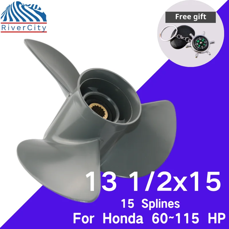 Boat Propeller 13 1/2x15 Aluminum Alloy Propeller 3 Blade 15 Spline For Honda 75HP 90HP 115HP 130HP Outboard Screw Boat Motor
