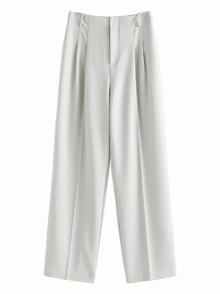 FSLE Simple Style Commuter Professional High Waist Suit Pants Women Autumn Office Lady Necessary Female Draped Full Trousers