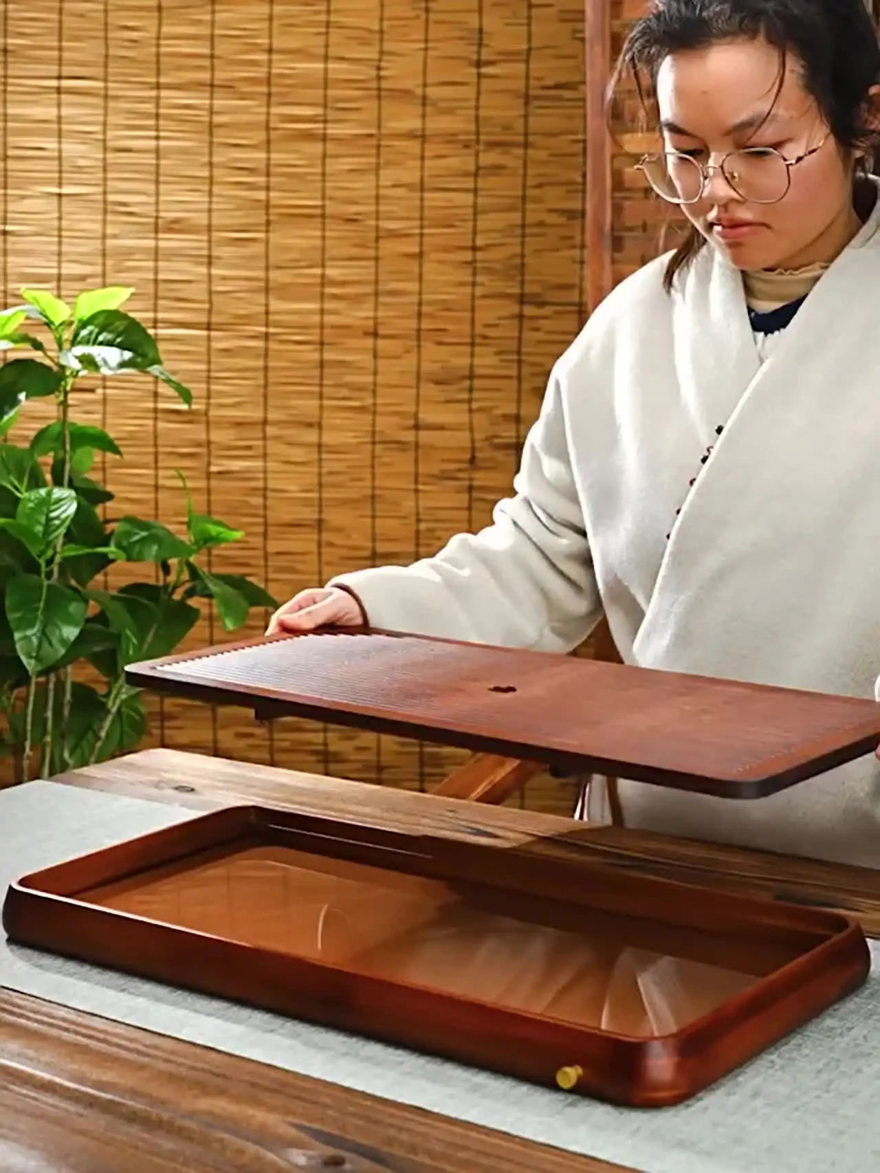 Бамбуковый поднос для чая JINGDE CERAMICS