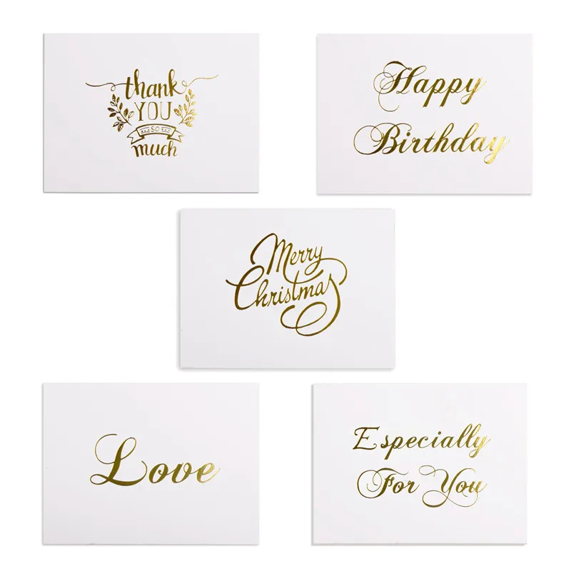 48pcs Mini Gold Embossed Thank You Card Valentine Happy Birthday