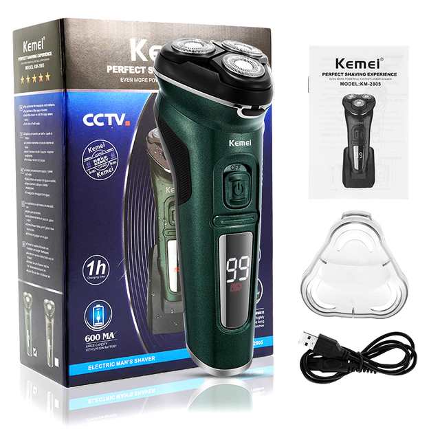 Cordless LCD Electric Shaver with Charger Base Wet Dry Beard Electric Razor Rechargeable Facial Shaving Machine For Men