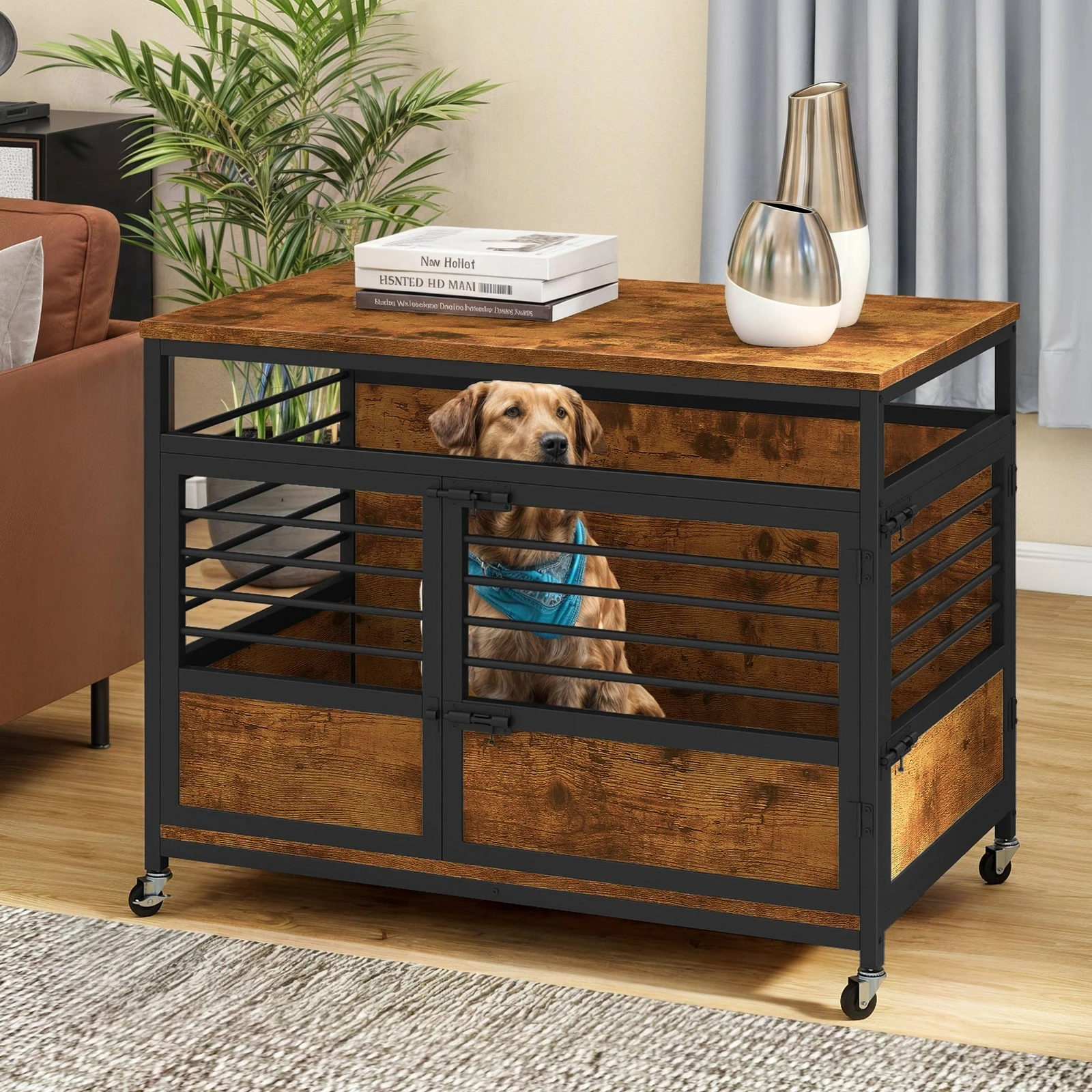 Modern Dog Kennel Furniture with Wheels