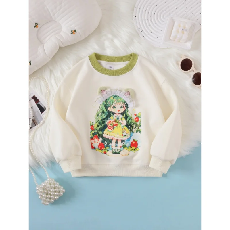 2024Girls' New Spring, Autumn and Winter Mermaid Little Girl Three-Dimensional Pattern Pullover Comfortable Bottoming Shirt 3