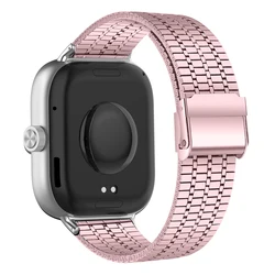Premium Stainless Steel Mesh Strap - Elegant Replacement Wristband for Redmi Watch 5 (Pink)