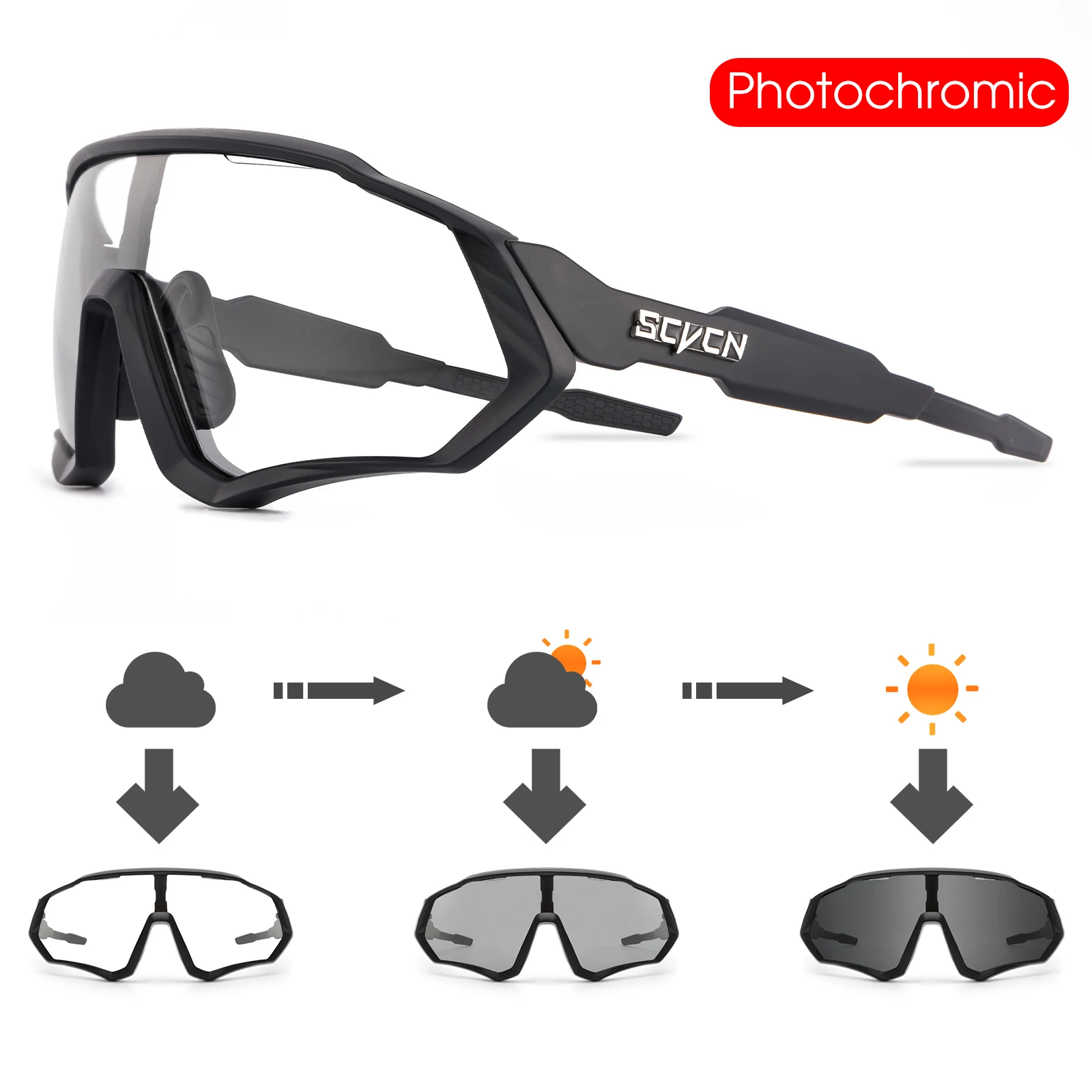 SCVCN gafas fotocromáticas de ciclismo para hombre y mujer, lentes de