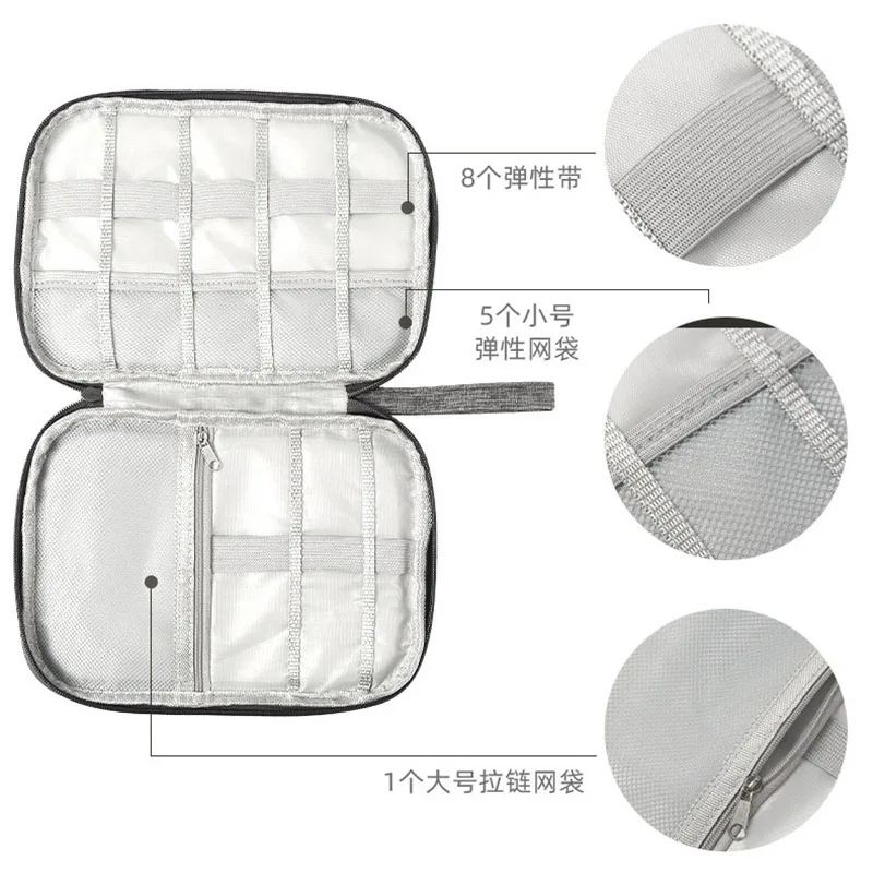 Compact Travel Tech Organizer - Multi-Pocket Storage Bag for Cables, Chargers & Memory Cards