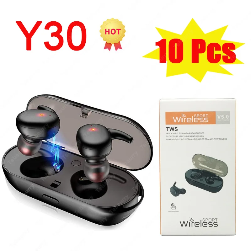 

10Pcs Y30 TWS Bluetooth 5.0 Earphones Wireless Headphone Stereo Headset Touch Earbuds with Microphone for Smartphone Wholesale
