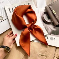 70cm Solid Colors Neckerchief Hijab Scarf For Women Silk Satin Headband Hair Scarves Female Square Shawls Head Scarfs For Ladies 4