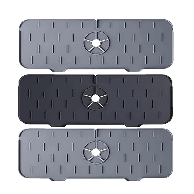 

3 Pieces Kitchen Splash Pads Sink Anti-Spill Pads Drain Pads, Foldable Splash Pads, Waterproof Pads