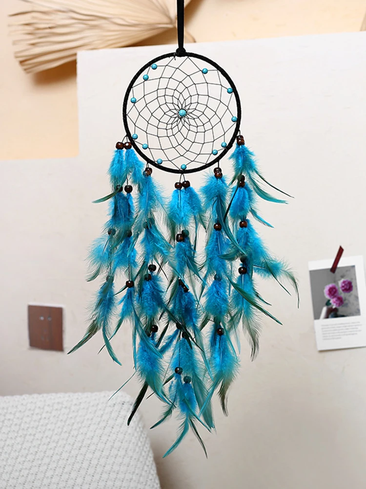 Nordic Dream Catcher Hand-woven Wind Chime Bohemian Feather Wall Decor Bedroom Home