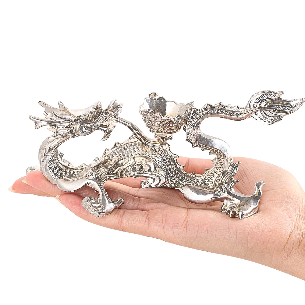 Metall Silber Drachen Ornament Kristall kugel Basis Wohn accessoires dekorative Figuren Home Decoration Display Stand und Geschenk