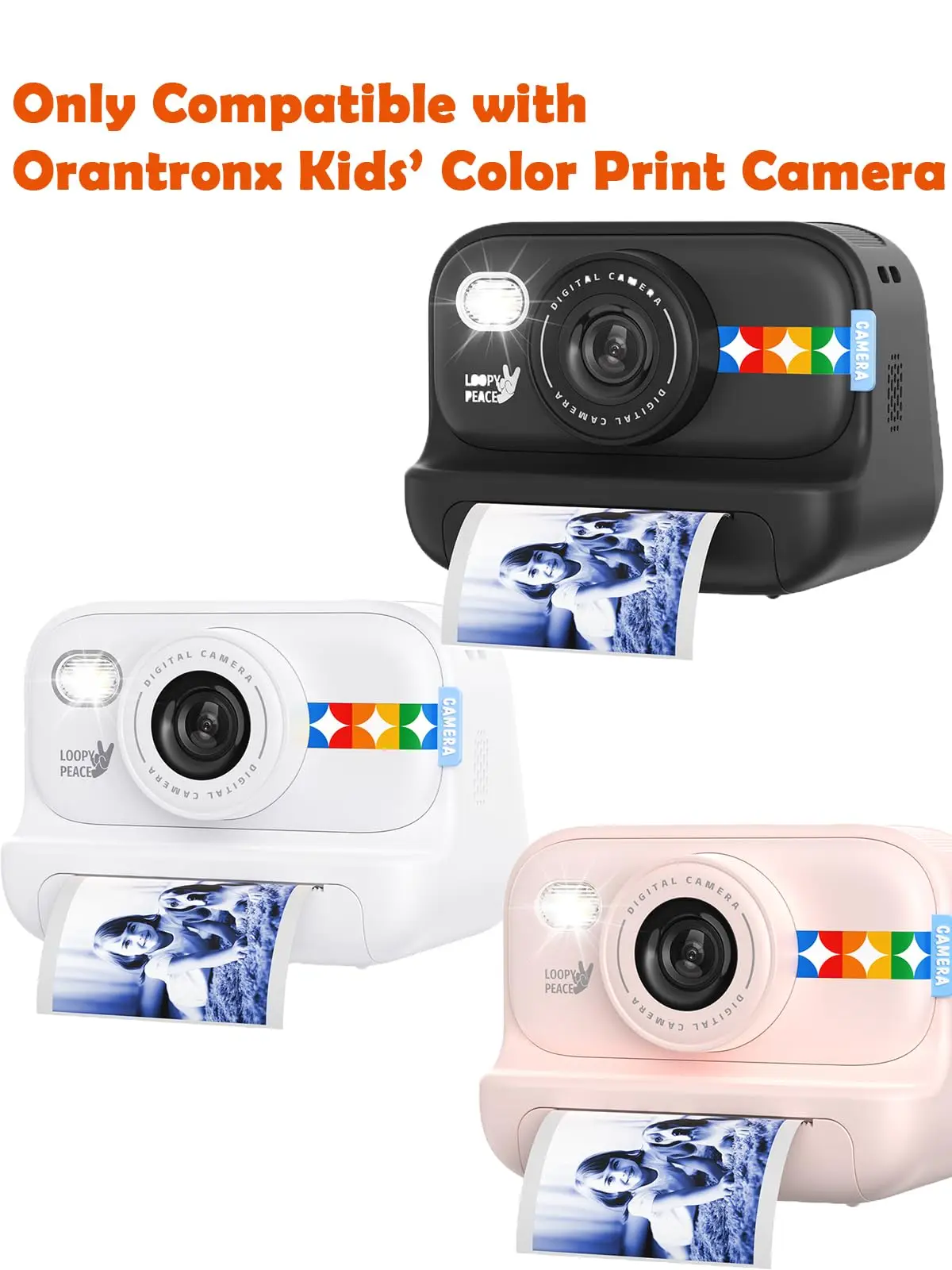 Color Instant Print Paper 57*25mm Blue/Orange/Red/Green Thermal Refill Paper for Kids’ Cameras HD Quality,BPA-Free,Easy to Use