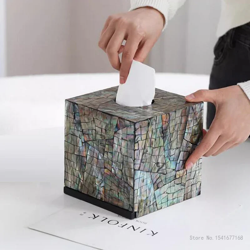 Creative Shell Tissue Box for Home Decoration Modern European Light Living Room Bedroom Hotel Napkin Box, Tea, Dining Table, 1Pc