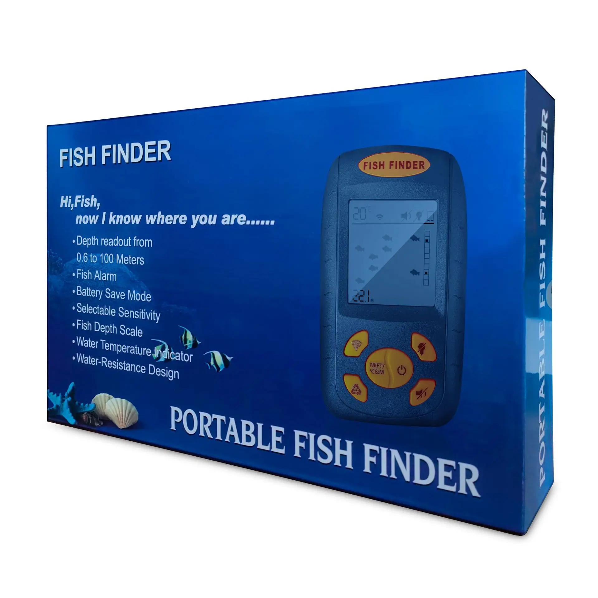 Fish detector, fishing gear, sonar detection radar, fish finder, measuring fish depth across borders