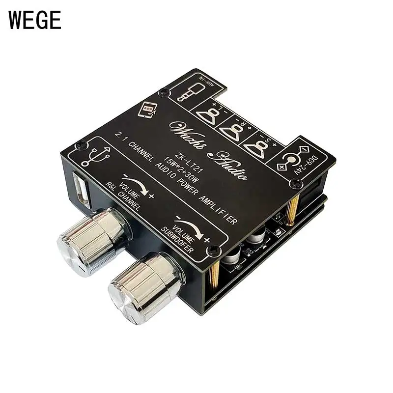 WEGE ZK-152 152T 302 302T LT21 2.1 2.0 Channel 2x15W 2x30W BT Audio Power Amplifier Subwoofer Bass Treble AMP Wuzhi Audio APP audio amplifier board