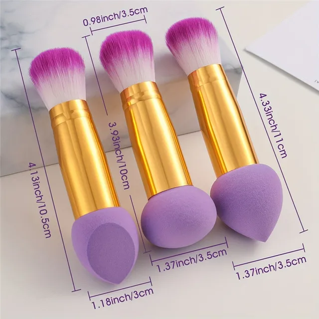 40730-cb1bda.jpg Set of 3 Purple Sponges and Double Brushes – Portable Professional Makeup Kit