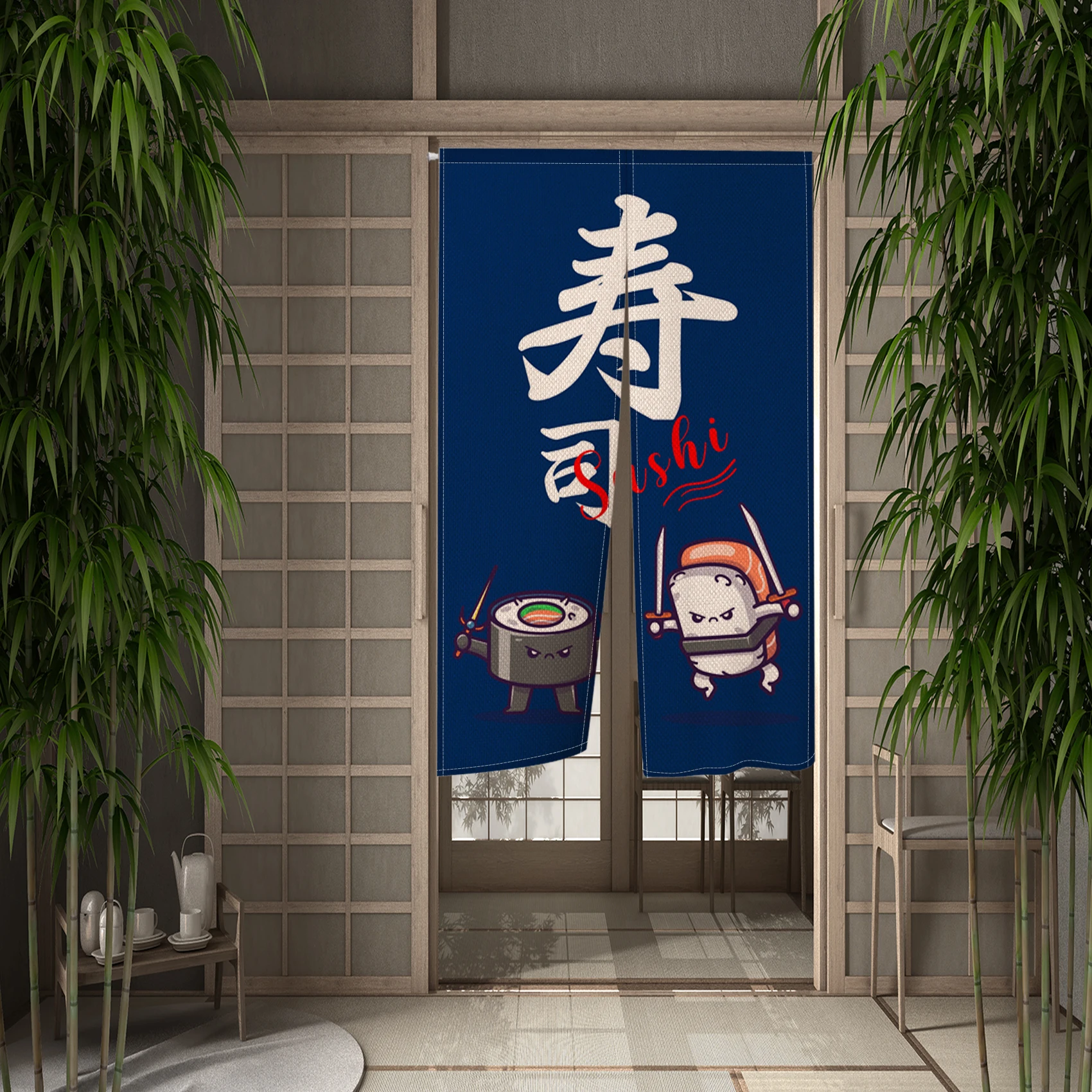 Japanese Izakaya Door Curatins Sushi Dining Room Doorway Partition Curtains Kitchen Art Door Curtain Decor Half-Hanging Drapes 2