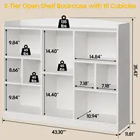 Vabches Kids Bookshelf Wood Children's Bookcase with Lots Storage Shelves Toy Storage Organizer Book Display Shelf for Kids Room 2