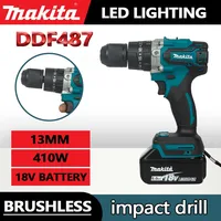 Makita DDF487-13MM Taladradora Inal Á Bria 18V Brushless Power Tool Hammer Drill  Hammer Drill Cordless  Rotary Hammer Drill 1