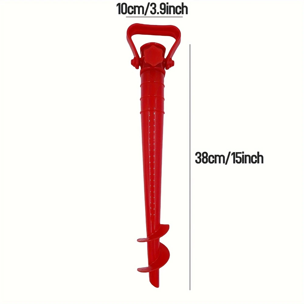 1pcs Red Beach Umbrella Anchor Spiral Screws Outdoor Garden Sun Umbrella Stand Apply to Beach Grass and Terraces 3