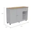 Kitchen Island Cart Victoria, Four Interior Shelves, Six Carters, One Drawer, Double Door Cabinet White / Light Oak 2