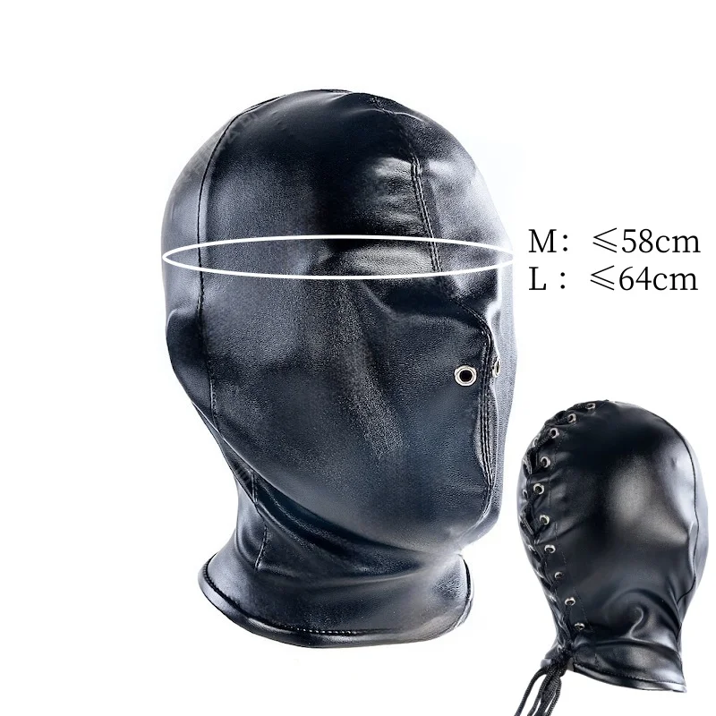 Maschera bondage integrale con lacci per controllo sensoriale_voghion.com