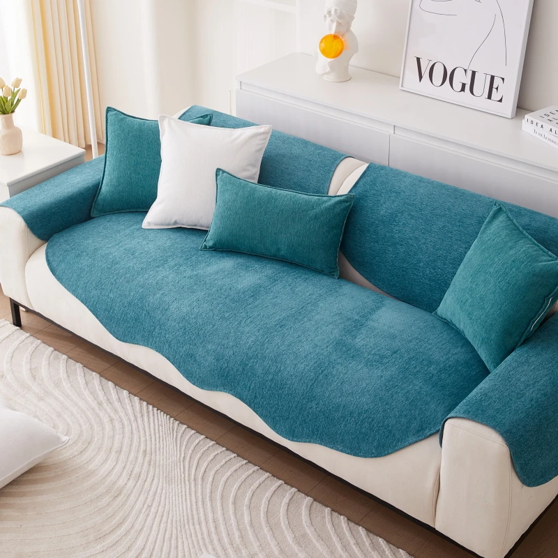 

Irregular Shaped Chenille Sofa Towel Solid Color Luxury Sofa Covers for Living Room All Season Universal Anti-slip Couch Cover