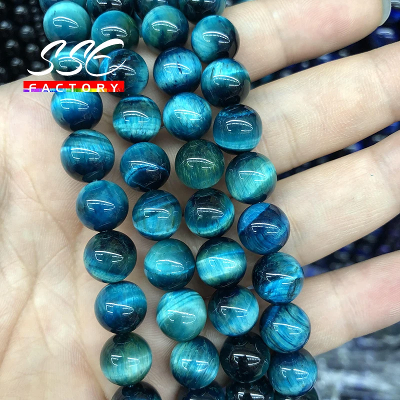 5A Quality Natural Stone Blue Tiger Eye Beads Round Loose Beads 6 8 10 12mm For Jewelry Making DIY Charm Bracelet 15