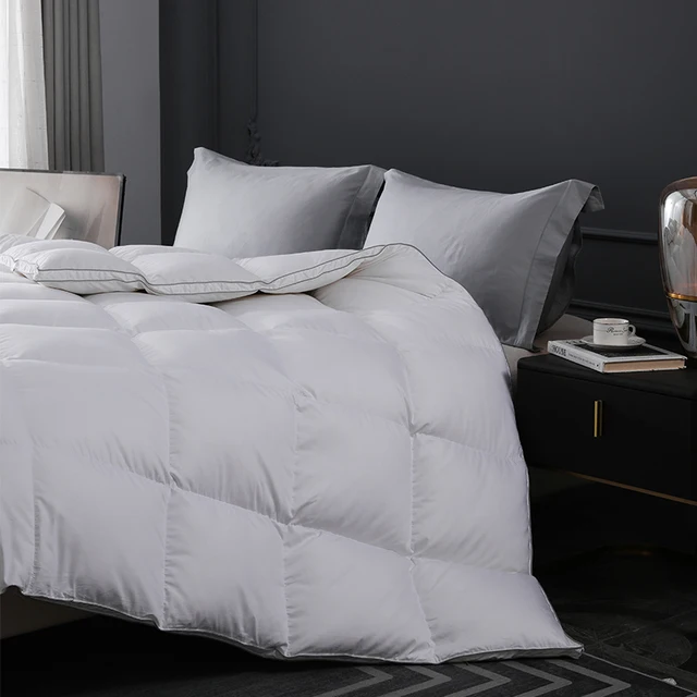 Couette de couette ultra légère haut de gamme en duvet d'oie 95% pur – Ultra douce, respirante et confortable longue durée, taille Queen 4