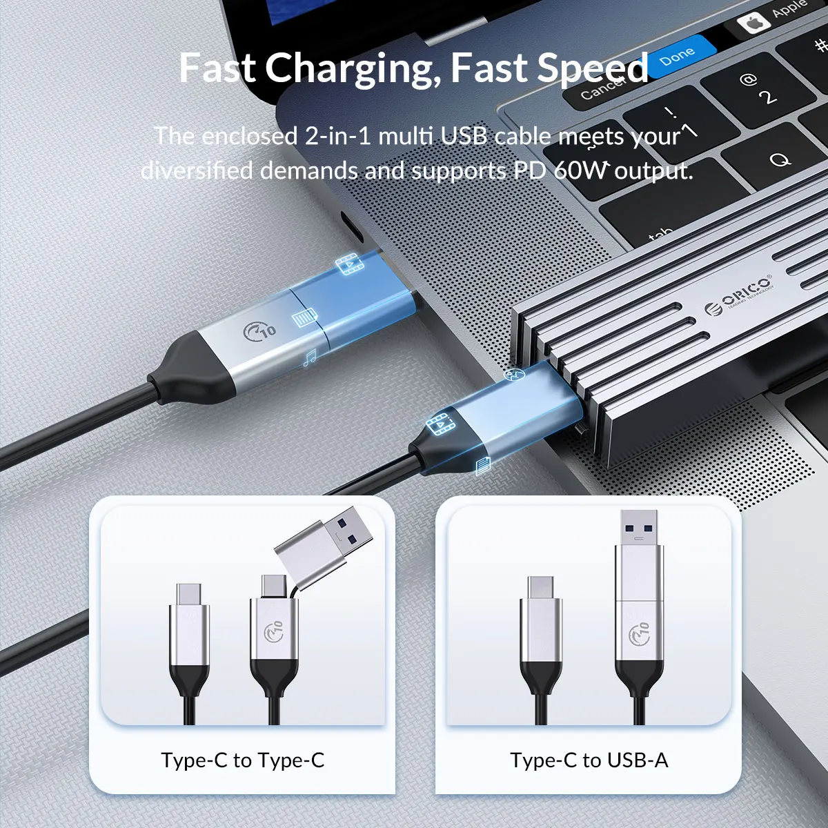 ORICO ˷̴ ָ Ʈ ̺ ̽, M.2 NVMe SSD Ŭ, 10Gbps PCIe C Ÿ M2 SSD ̽, NVMe M Ű, UASP HDD ̽ 
