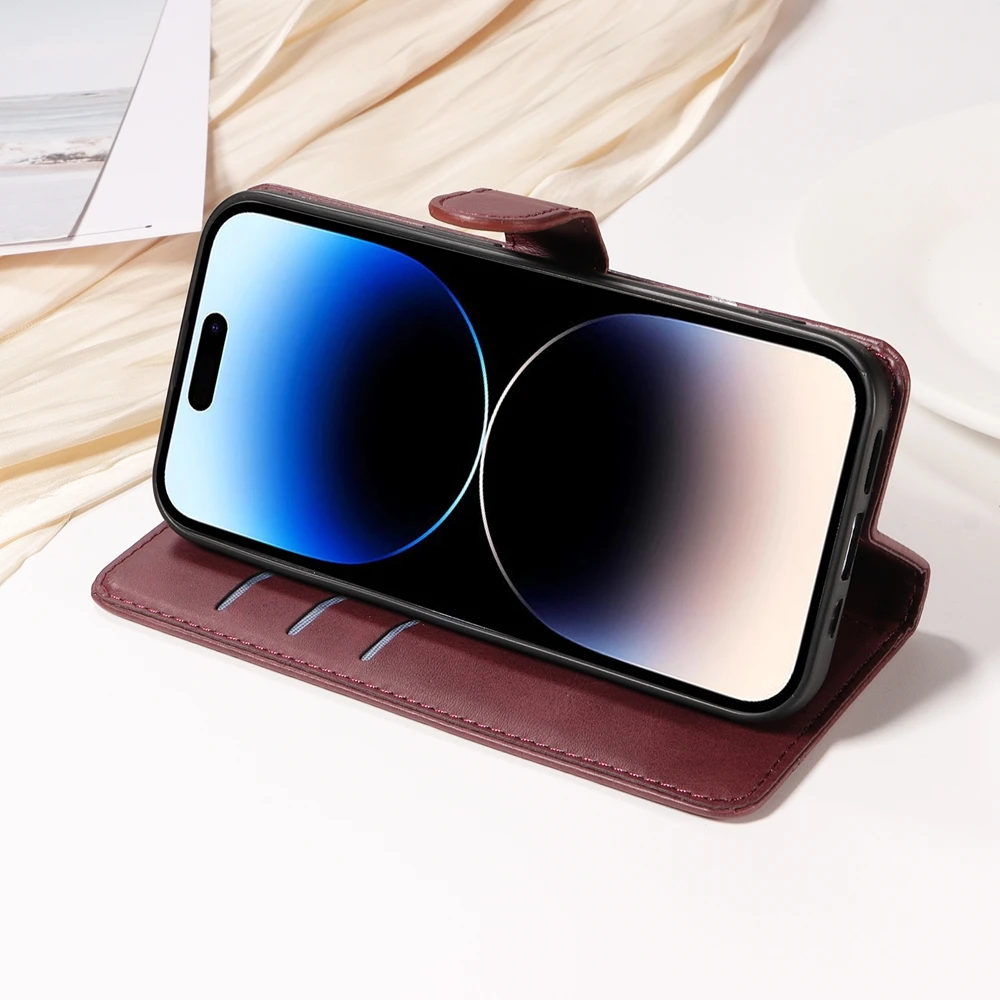 Premium Magnetic Leather Wallet Case with Card Slots – Protective Cover